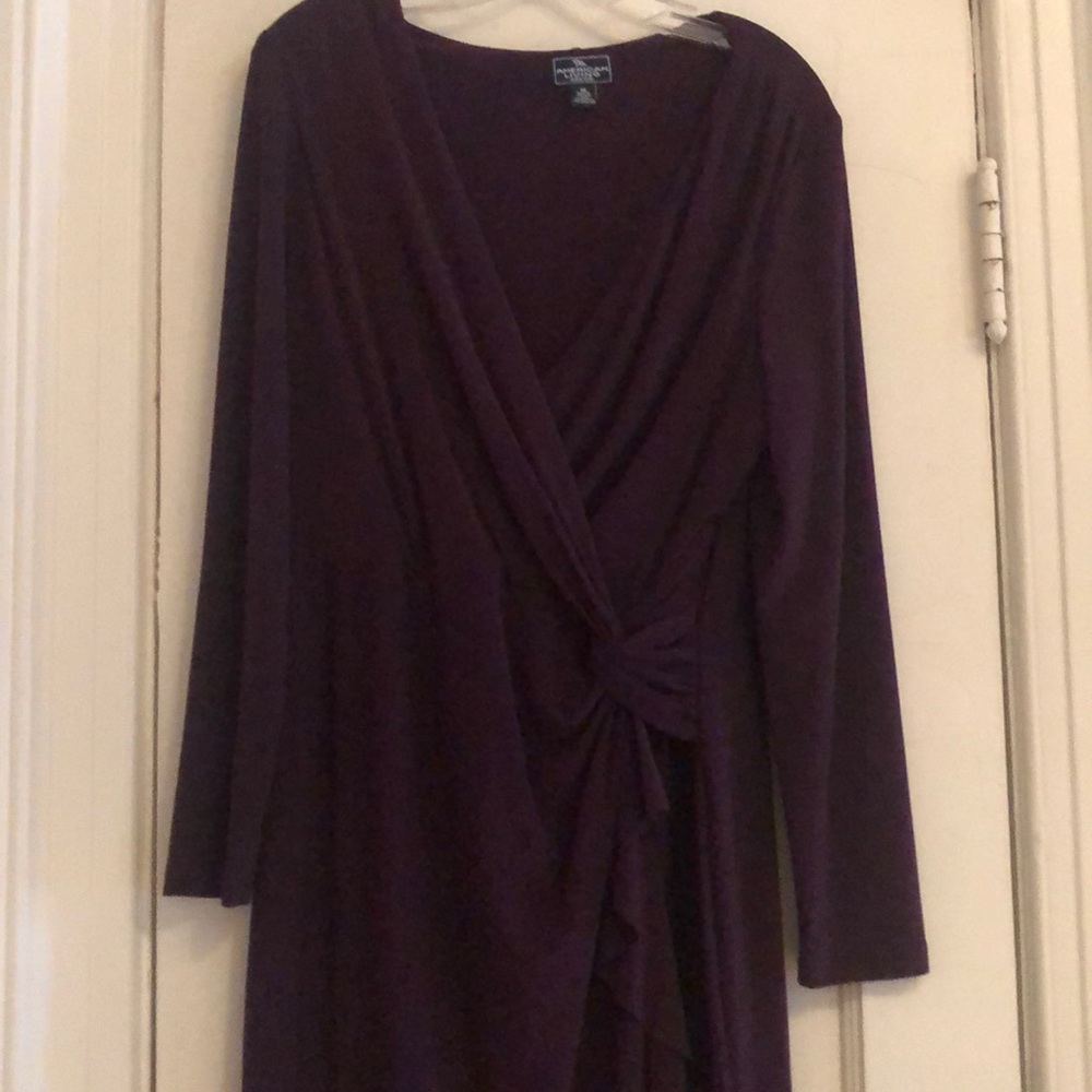 Elegant purple long sleeve,sexy plunge mid length
